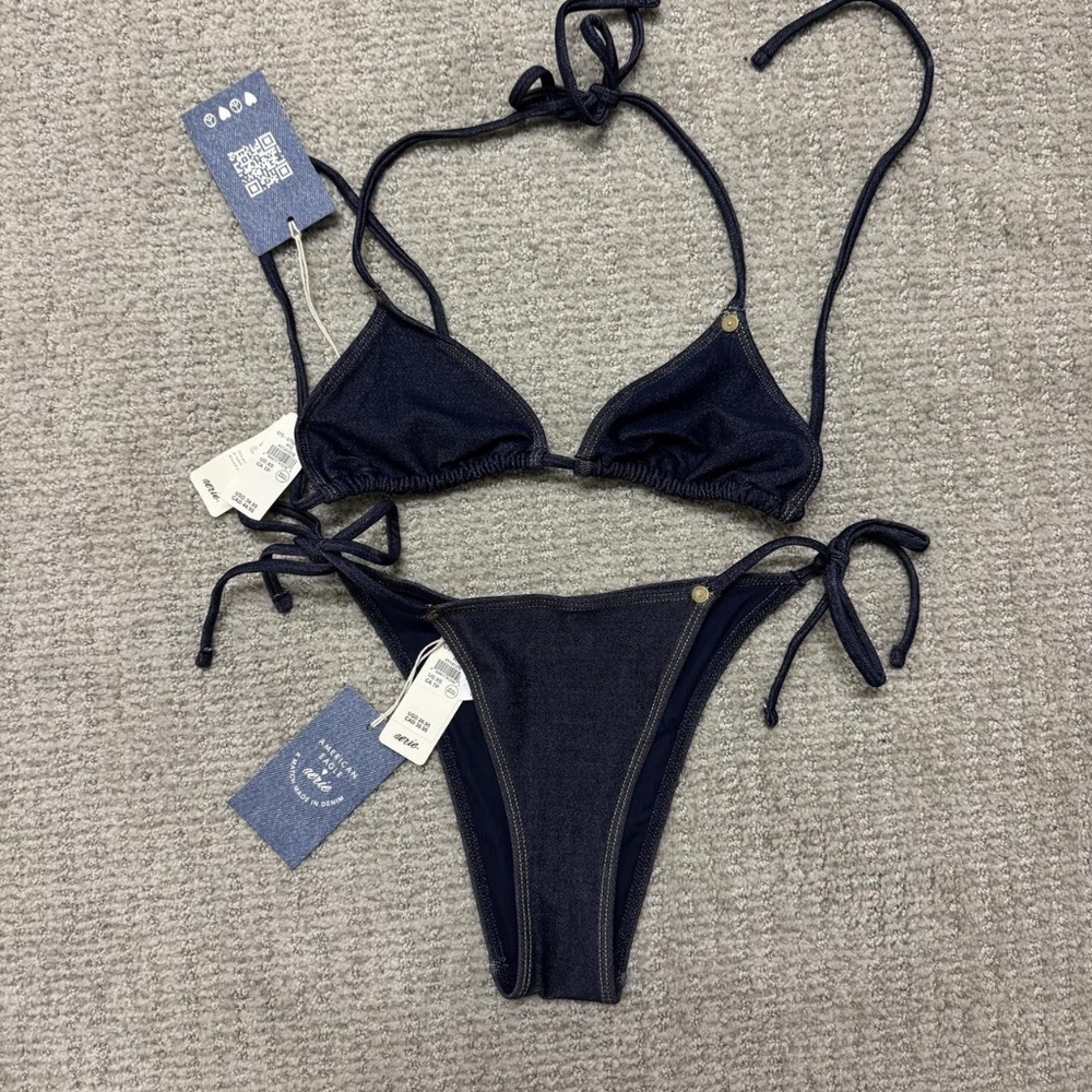 Aerie Navy Triangle Bikini Set
